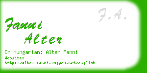 fanni alter business card